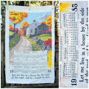 VTG 1985 House by Country Road Calendar Towel Kay Dee Housewarming Birthday Gift